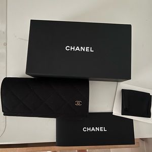 Chanel Quilted Black Glasses case with Box